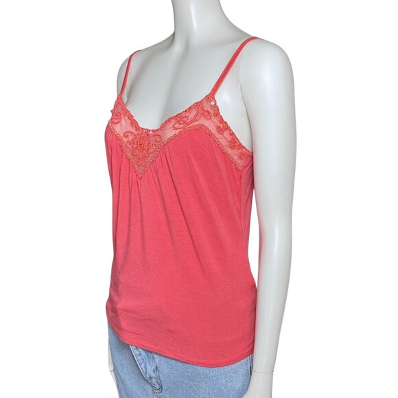 Vintage Y2K Coral Sequin Beaded Cami Going Out Top Fairycore. Medium/Large. Tank - Picture 2 of 11